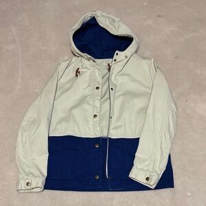 J. Crew Blue and Cream Hooded Jacket